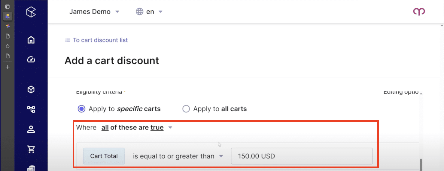 cart total is equal to or greater than $150