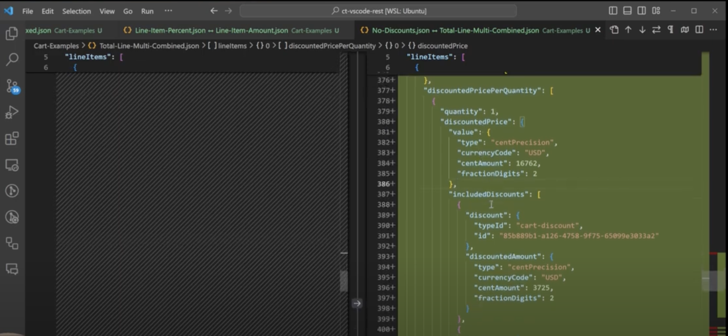 discounted price per quantity JSON differences